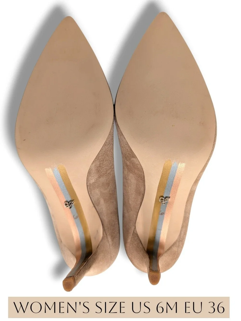 Sam Edelman Margie Sz 6 / EU 36 Suede Pointed Toe Stiletto Pump Warm Taupe Nude